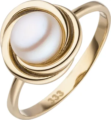 Produktbild von Gr. 54 Damen Ring 333 Gold Gelbgold 1 Süßwasser Perle Perlenring