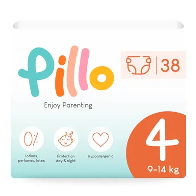 Produktbild von Pillo Windeln 4 - Packung mit 38 Windeln Größe 4 - Maxi (9-14 kg) - Windel Baby Diapers