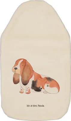 Produktbild von Mr. & Mrs. Panda Wärmflasche Hund Basset Hound - Weiß - Geschenk, Wärmflaschen, Sprüche, Niedlich, naturkautschuk, Wärmekissen, Wauwau, mit Bezug, Flauschige