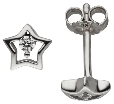 Produktbild von Kinder Ohrstecker Stern Sterne 5,8x6,1mm 2 Zirkonia weiß 925 Silber Ohrringe