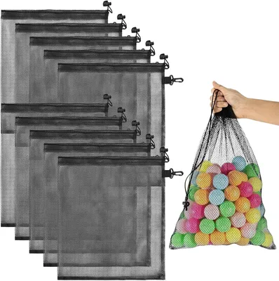 Imagen del producto de Bolsa de malla con cordón, 40 x 35 cm, 12 unidades, para almacenamiento