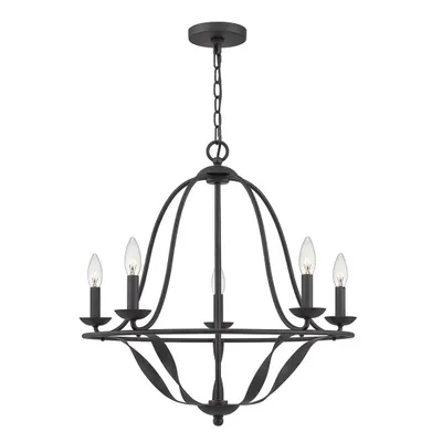 Zdjęcie produktu dla Żyrandol Bradbury popielata 5xE14x40W metal wym:316,6x63,6x63,6cm IP20 Quoizel