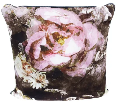 Produktbild von Couchkissen samt 45 x 45 cm mit Blumenmuster und Reißverschluss