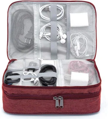 Produktbild von Famanu Kabel Organizer Tasche - Wasserdicht, doppellagig, rot