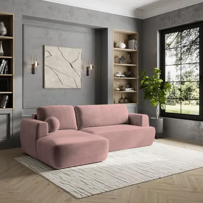Produktbild von Masseno Ecksofa SENTI K L-S mit Schlaffunktion L-Form, Sofa mit Bettkasten, Wohnzimmersofa, Couch, Soffa, Bettsofa, Couchgarnitur- Rosa, KRONOS 27
