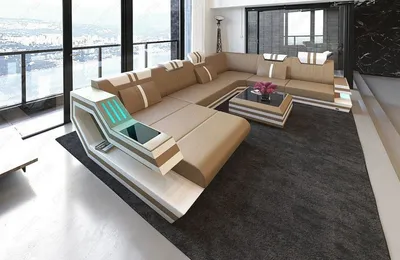 Produktbild von XXL Sofa Ravenna in echtes Büffelleder mit Ottomane