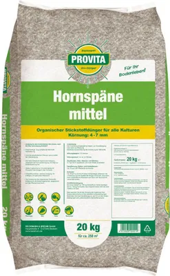 Produktbild von Hornspäne Horndünger Naturdünger SII mittel, 4 - 7 mm 20 kg Sack