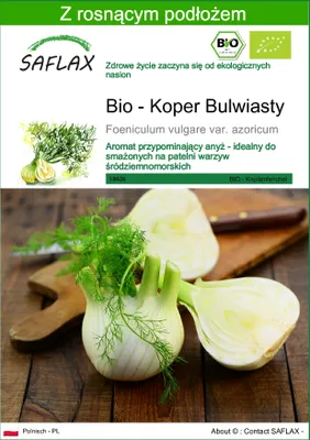 Zdjęcie produktu dla SAFLAX - Bio - Koper Bulwiasty - 100 Nasiona - Z podłożem uprawowym wolnym od zarazków - Foeniculum vulgare var. azoricum