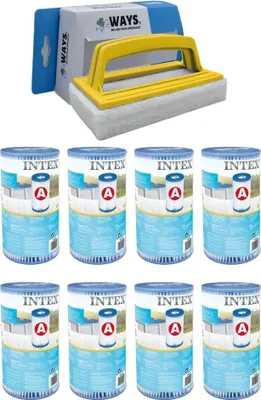 Produktbild von Intex - A-Filter - 8 Stück - Passend für Filterpumpe 28604GS/28638GS/28636GS & WAYS Scheuerbürste