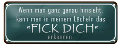 Produktbild von Blechschild Spruch 27x10cm in meinem Lächeln Fick Dich Dekoration
