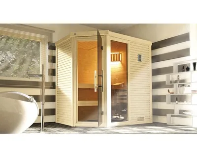 Produktbild von weka Design-Sauna CUBILIS Gr. 2 Sparset 7,5 kW OS inkl. digitaler Steuerung, Glastür und Fenster x B x T x H  x 195 x 195 x 205