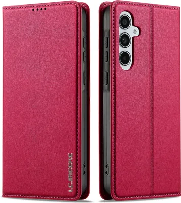 Image de Etui magnétique en cuir pour Samsung Galaxy A36 5G, avec fente pour carte et fonction stand Rouge