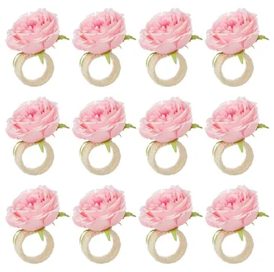 Image de Omgoods - Ensemble de 12 porte-serviettes roses en plastique