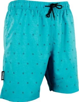 Produktbild von GUGGEN MOUNTAIN Badehose für Herren Schnelltrocknende Badeshorts 1605 mit Kordelzug Beachshorts Boardshorts Schwimmhose Männer im GUGGEN Logo Style Grün türkis XL