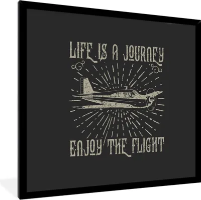 Produktbild von MuchoWow® MuchoWow® Gerahmtes Poster Jahrgang - Flugzeug - Text 40x40 cm - Poster mit zchwarzem Bilderrahmen - Mit Rahmen - Wanddekoration Schlafzimmer