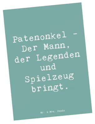 Produktbild von Mr. & Mrs. Panda Postkarte Spruch Patenonkel Geschenk - Meeresbrise - Familie, bildkarte, Freude, Ansichtskarte, Patenschaft, Geschenke, Jubiläen, Postkarten, spruchkarte