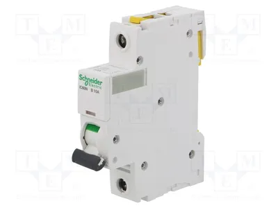 Immagine prodotto di 1 x Interruttore magnetotermico: Polo: 1, Tensione: 230VAC, Corrente nominale: 10A, Grado di protezione: 6kA, Codice: A9F03110, Standard: DIN