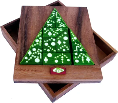 Obrázek produktu pro Vánoční stromeček - láskyplně malované dřevěné puzzle s dárkovým kamenem - náročné puzzle - logická hra