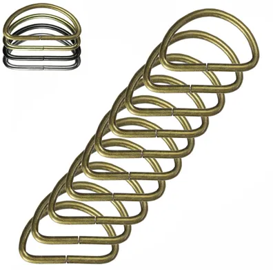 10 stabiler Halbringe D-Ringe Metallring altmessing 38 (32) x 22 x 3 mm