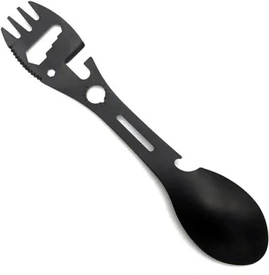 Produktbild von Multifunktionales Campingmesser mit Schneidmesser und Flaschenöffner für Picknick und Wandern (schwarz)