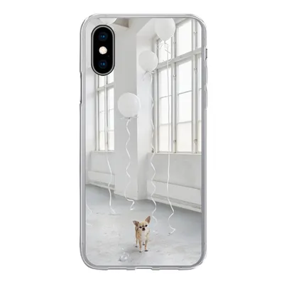 Produktbild von MuchoWow® Handyhülle Schutzhülle Hülle für iPhone X Hund - Weiß - Luftballon Silikon Softcase Handy Hülle - Handyhülle