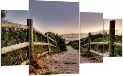 Produktbild von Bild auf Leinwand - Leinwandbild - Pfad Landschaft Himmel - 160x90cm - Wand Bild - Wanddeko - Leinwanddruck - Bilder - Kunstdruck - Wanddekoration - Leinwand bilder - Wandkunst - DL160x90-0143