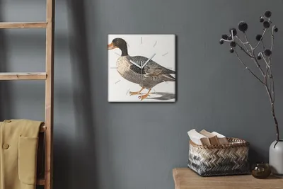 Produktbild von Coloray Hodiny Unikátní 30x30 cm  Tiché hodiny Pro obývací pokoj a kuchyň Nástěnné hodiny Plátno Bílé ručičky hodin - Bird Duck