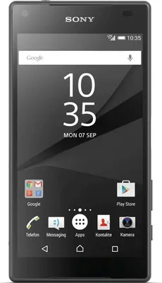 A front view of a Sony Xperia Z5 Compact smartphone displaying the home screen.