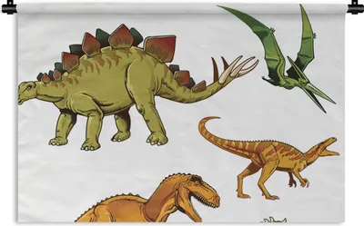 Produktbild von MuchoWow® Wandteppich Wandbehang Dinosaurier - Zeichnung - Jungen - Kinder 60x40 cm Tapisserie Dekoration Wandtuch - Wanddekorationen