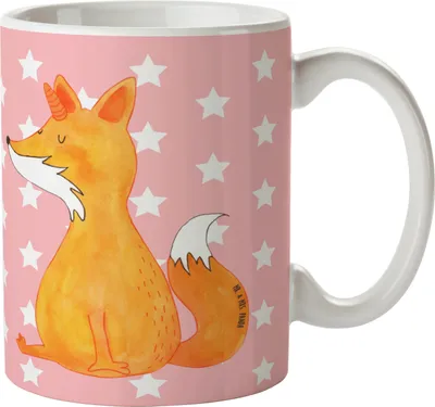 Produktbild von Mr. & Mrs. Panda Becher Einhorn Wunsch - Rot Pastell - Geschenk, Kaffeebecher, Fuchshörnchen, haferl, Kaffeetasse, Fuchs, Einhörner, Unicorns, Teetasse, Tasse, Unicorn