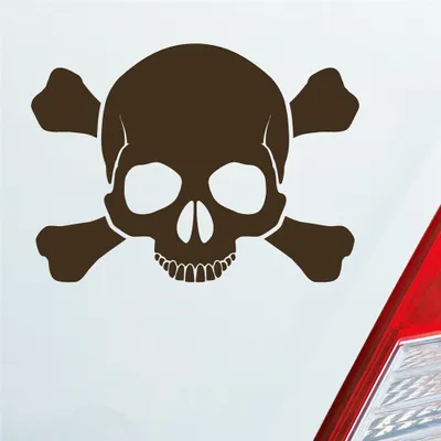 Produktbild von Auto Aufkleber Totenkopf Skull Pirat Tod Kopf Car 13,5x10 cm Braun Sticker Heckscheibenaufkleber