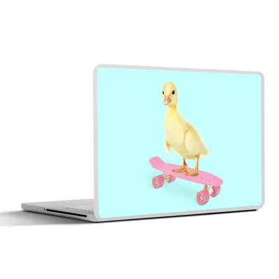 Produktbild von MuchoWow® Laptop Aufkleber Sticker Cover Ente - Küken - Skateboard - Blau - Rosa 40x30 cm - Laptop Dekoration - Selbstklebend