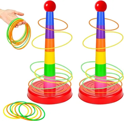 Produktbild von Ringwurfspiel Kinder mit 24 Wurfringen faltbares Outdoor Spiel, Für Garten, Camping, Kindergeburtstag