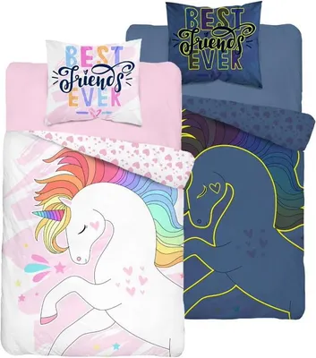 Produktbild von Im Dunkeln leuchtendes Bettwäscheset 160x200 Einhorn
