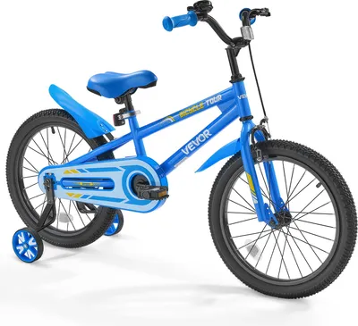 Produktbild von VEVOR Kinderfahrrad, 18 Zoll BMX-Stil-Fahrrad mit Stützrädern, empfohlene Kindergröße 110-140 cm, robust & einfach zu montieren, Kleinkinderfahrrad für Jungen & Mädchen zum Fahrradlernen, blau