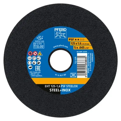 Obrázok produktu pre PFERD 69198296, Rezací disk, Nerezová oceľ, Oceľ, 12,5 cm, Každá značka, Plochý stred, 2,22 cm