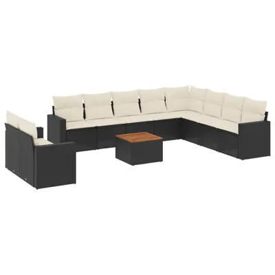 Produktbild von vidaXL 11-tlg. Garten-Sofagarnitur mit Kissen Schwarz Poly Rattan