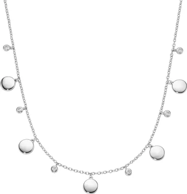 Produktbild von Collier Smart Jewel mit runden Plättchen und Zirkonia als Behang, Silber 925 Silber 45 cm