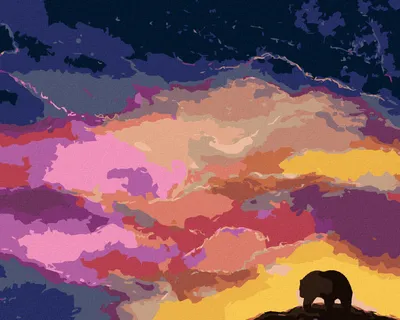 Image de Zuty - Peinture diamant - OURS ET NUAGES COLORÉS, 40 x 50 cm, sans cadre et sans toile tendue