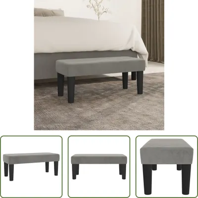 Image de The Living Store Banc gris clair 70x30x30 cm velours