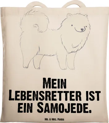 Produktbild von Mr. & Mrs. Panda Shopping Tasche Samojede Lebensretter - Transparent - Geschenk, Tote Bag, Samojedenhund, Jutebeutel, Uni, canvas, Samojedenspitz