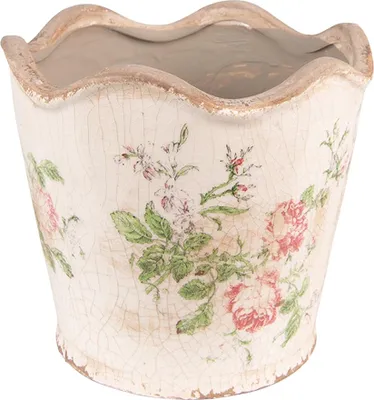 Produktbild von Clayre & Eef Blumentopf Ø 16x14 cm Rosa Beige Keramik Blumen