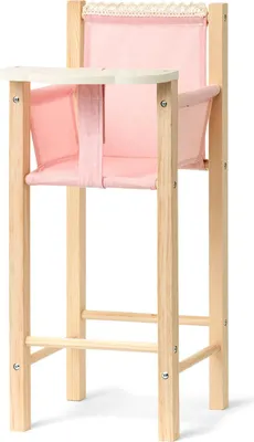 Produktbild von Skrallan Holz Puppenstuhl - Puppenmöbel natur rosa Leinen