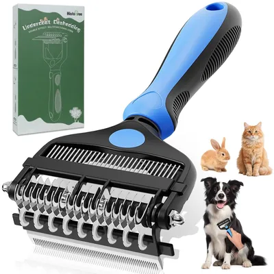 Produktbild von Unterwollbürste Hundebürste Katzenbürste - Langhaar - Entfilzen und Unterwolle entfernen - Für Hunde und Katzen mit langem Fell