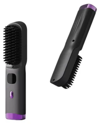 Produktbild von INF Kabellose Haarglätt- und Lockenbürste USB-C 4-Temperaturen für Reisen Schwarz