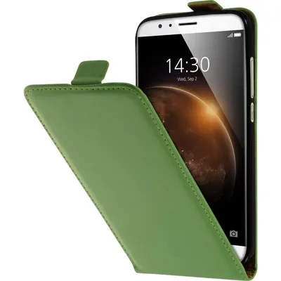 Produktbild von PhoneNatic Kunst-Lederhülle kompatibel mit Huawei G8 - Flip-Case grün + 2 Schutzfolien