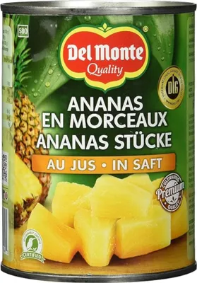 Obrázek produktu pro Del Monte kousky ananasu ve šťávě s tropickou příchutí v plechovce 560g