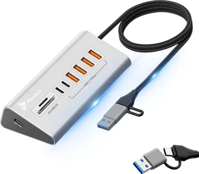 Zdjęcie produktu dla Hub Usb Aktywny 6 Portów 10Gbps Rozdzielacz Czytnik Kart Sd Tf Usb-C 3.2
