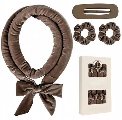 Image de Ensemble Unyqoos® pour boucles volumineuses sans chaleur, comprenant 2 bandeaux et une pince à cheveux, pour un coiffage doux et une tenue jusqu'à 48 heures
