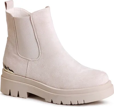 Produktbild von topschuhe24 2569 Damen Plateau Stiefeletten Velours Chelsea Boots , Farbe:Beige, Größe:38 EU